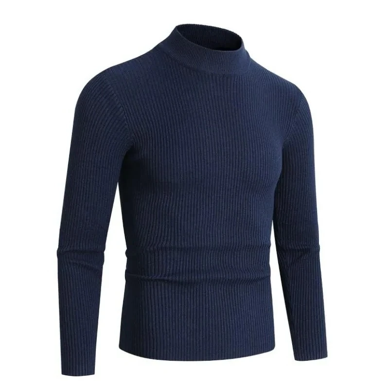Jeu d'animaux automne hommes col montant chandails à manches longues col roulé pull hiver chaud rayures basique tricot froid Blouse