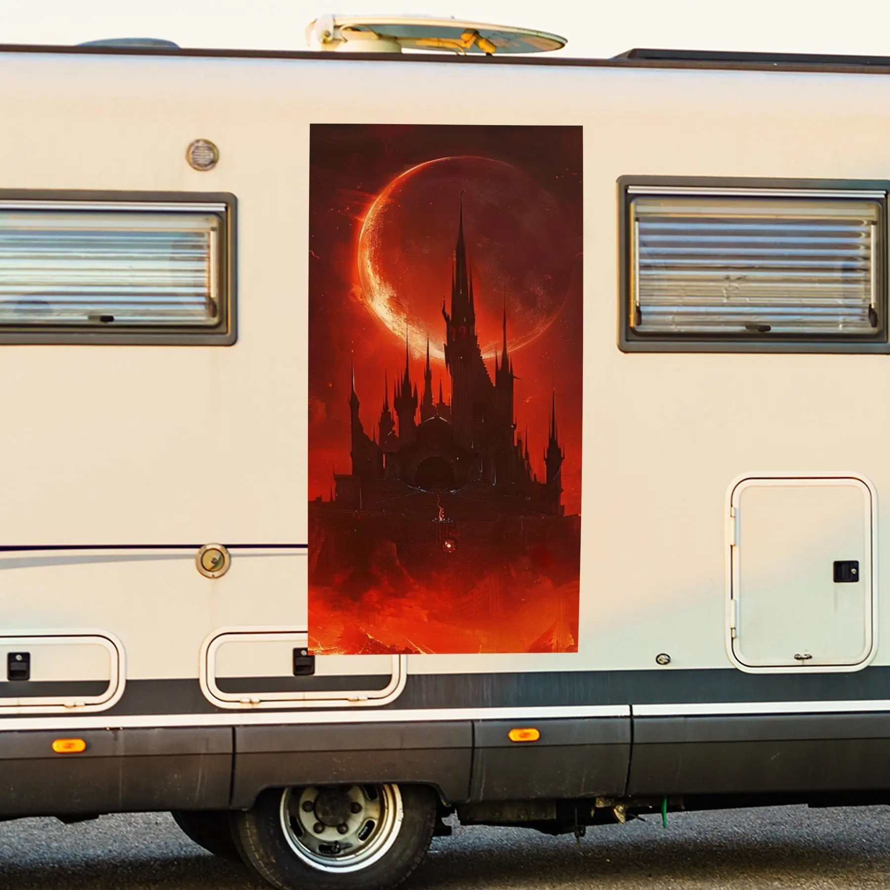 

Готический замок, кровь, луна, автомобильная наклейка, виниловая наклейка на сторону моторики дома, водонепроницаемая самоклеящаяся виниловая наклейка на si