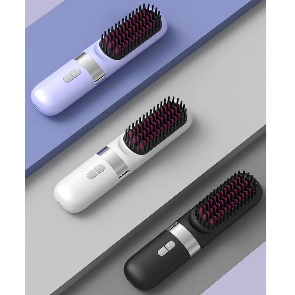 USB Charging Wireless Hair Straightener Anti-Scalding Fast Heating Electric Hot Comb Professional Straight Hair Comb Travel