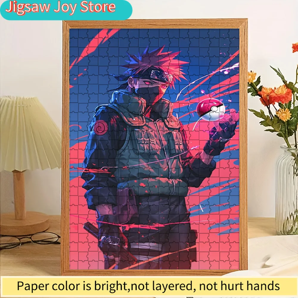 

Аниме-кроссовер: Хатаке Какаши с покеболом, красно-синяя динамичная сцена, бумажный пазл, премиум-качество, яркая печать высокой четкости, гладкая бумага B.