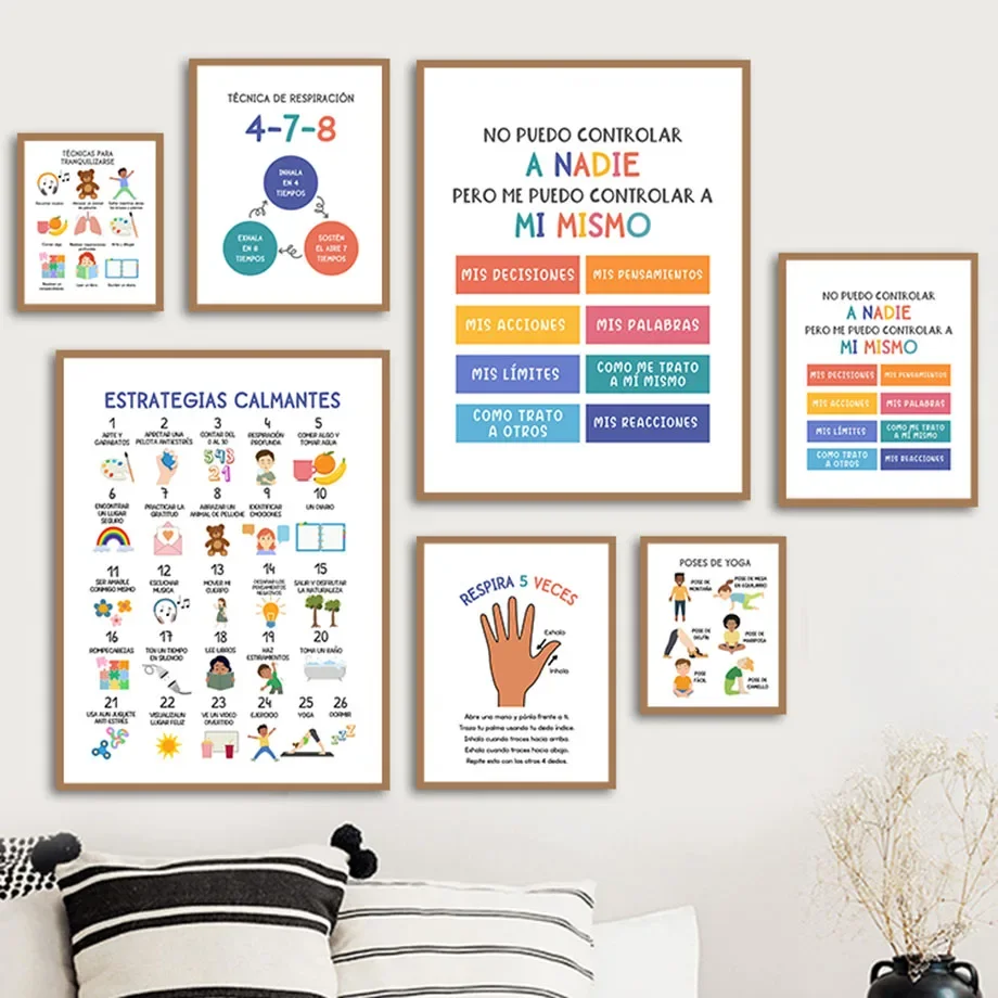 Spanish Calm Down Corner Posters Sign Kit Calming Decor Print Counselor Office Art Feelings Kids Peace Classroom Therapy Todd
