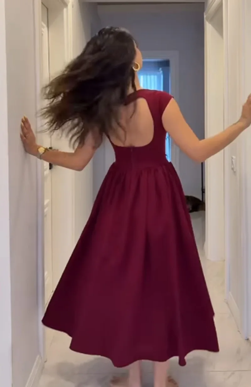 أنيقة الصلبة أكمام عارية الذراعين ماكسي مساء حفلة موسيقية فستان المرأة س الرقبة عالية الخصر مطوي فستان الحفلات جديد 2025 فستان طويل الشاطئ #2