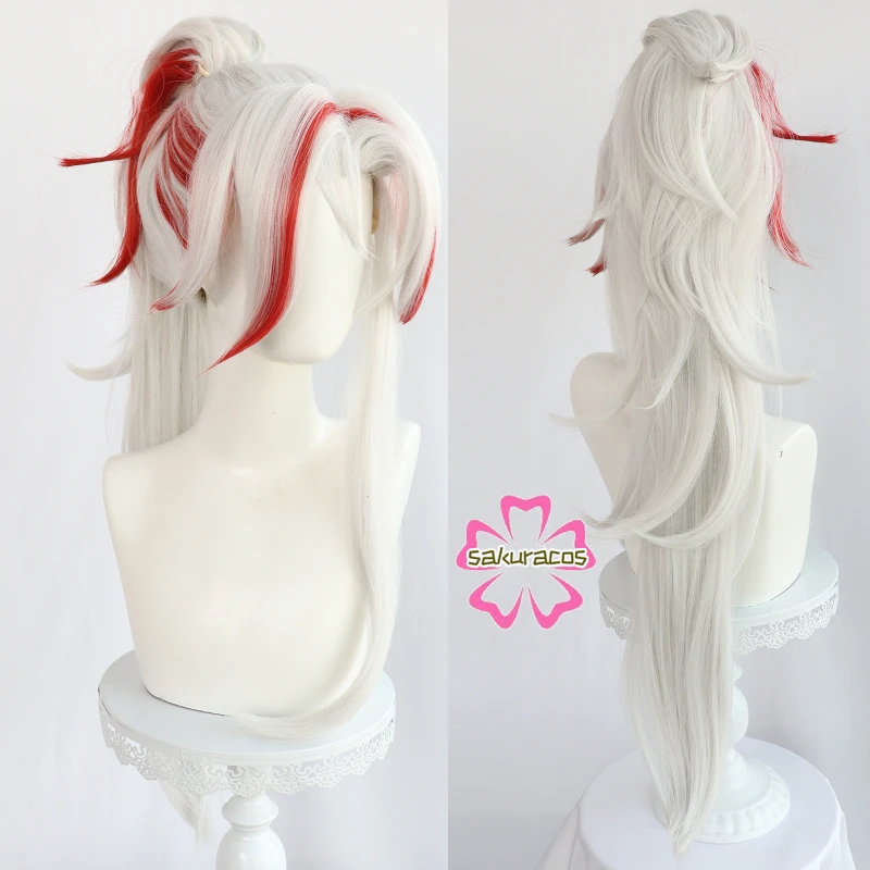 

Game LOL Heartsteel Yone Cosplay Yone Wigs Long Red Silver Heat Resistant Synthetic Hair Halloween Costume Role Play + Wig Cap