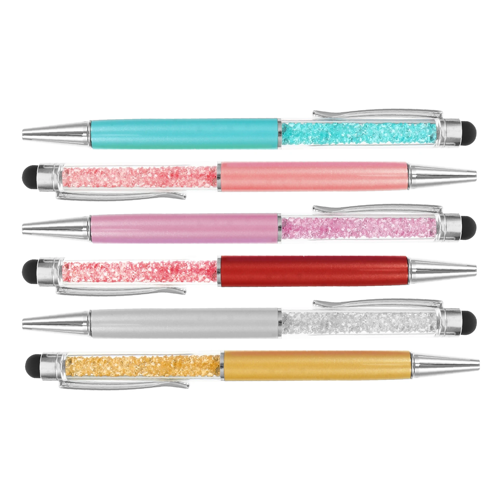 6 Pcs Capacitive Stylus Pen for Phone PC Touch Screen Crystal Metal Ball Point Handwriting Pen Multifunctional