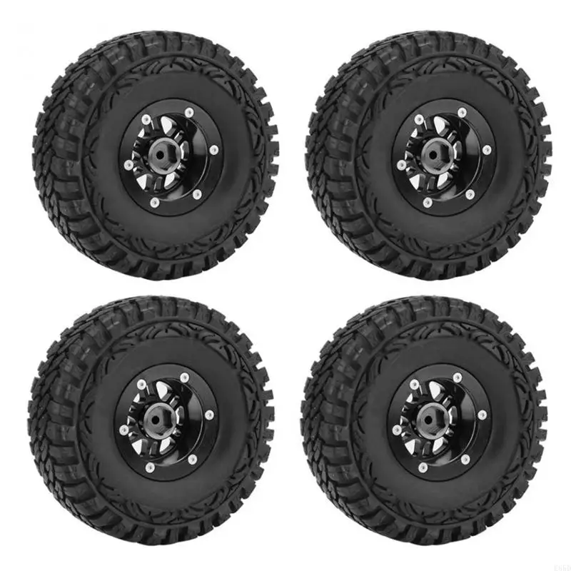 

4PCS 1/10 Rock Crawlers Wheel for Rim Rubber Wheel Tires for Axial SCX10 4x4 E65D