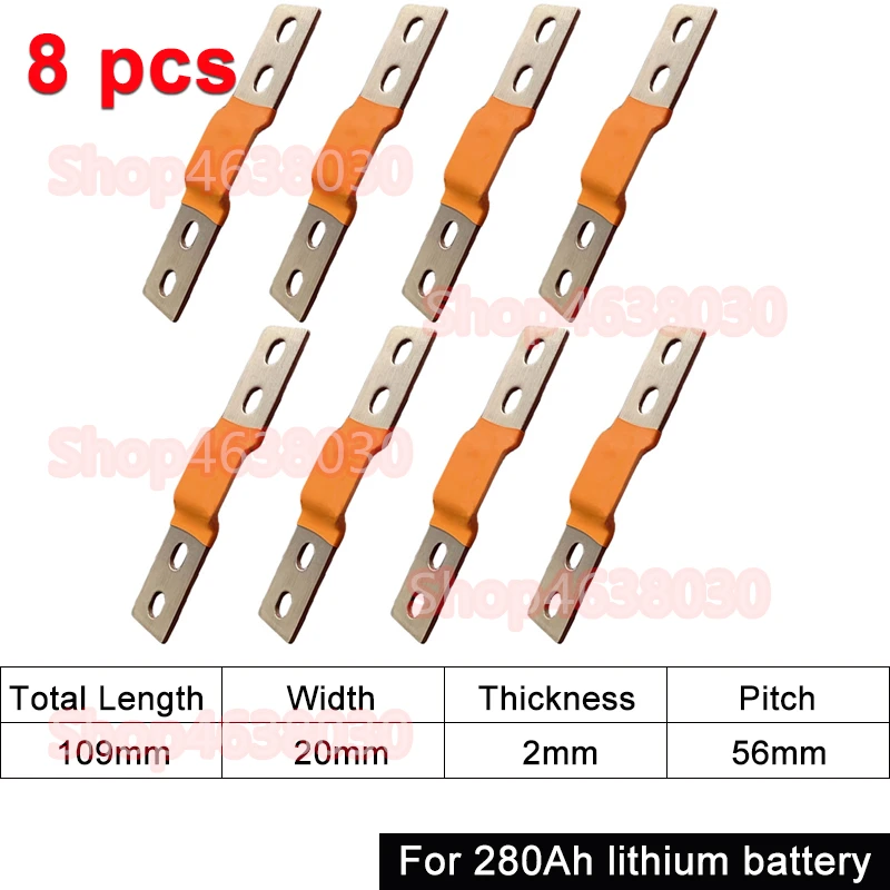 230 Ah 280 Ah 300 Ah 12 V Sammelschiene Lifepo4-Batterie, flexibler Kupferanschluss, 56 mm, 74 mm, für Lifepo4-Batterie, Verwendung 1/2/3/4/8 Stück