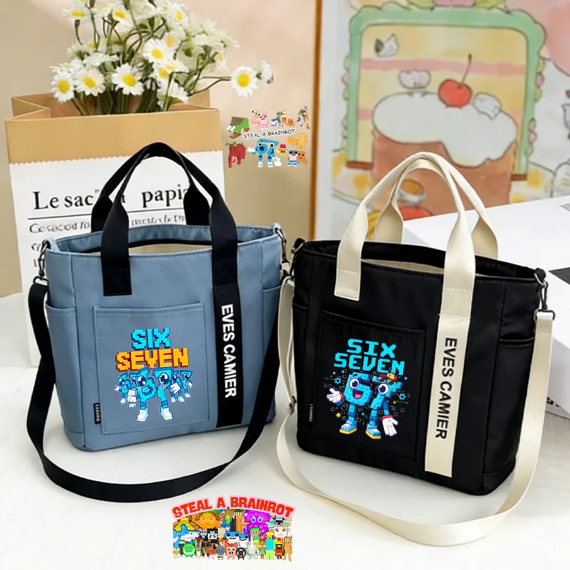 

Steal A Brainrot Game Shoulder Bags Large Capacity Casual Tote Handbag Simple for Boys Girl Canvas Messenger Case Kids Cute Gift