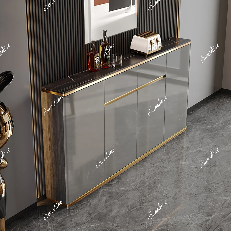 Ultra-thin simple rock slab dining side cabinet, extremely narrow small apartment storage storage entrance