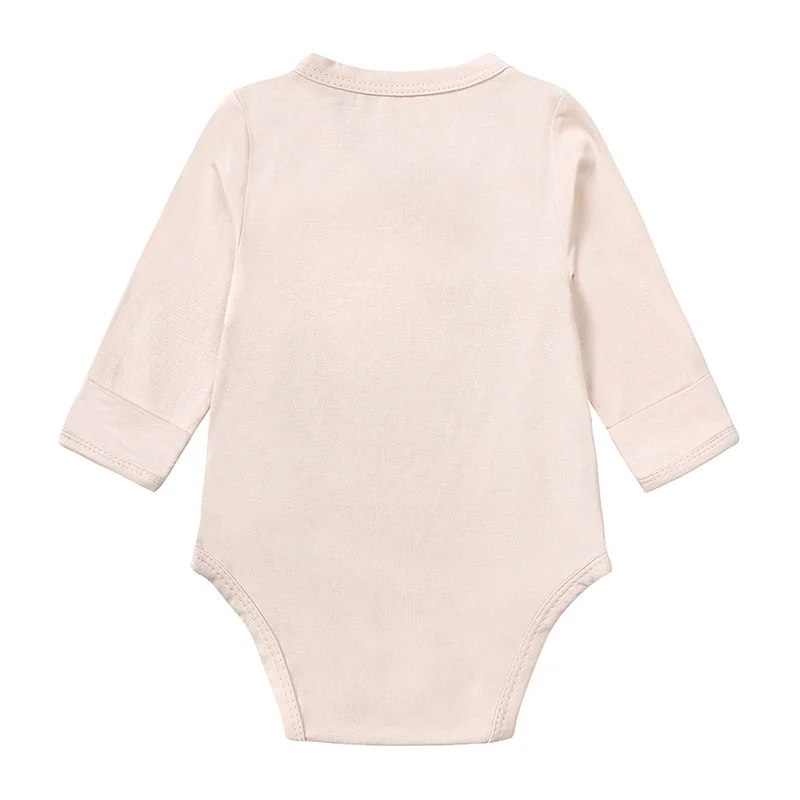 Baby Clothing 0–24 Months Bamboo Fiber Bodysuits Long Sleeves Solid Color Diagonal Onesies Newborn Boys Girls Clothes