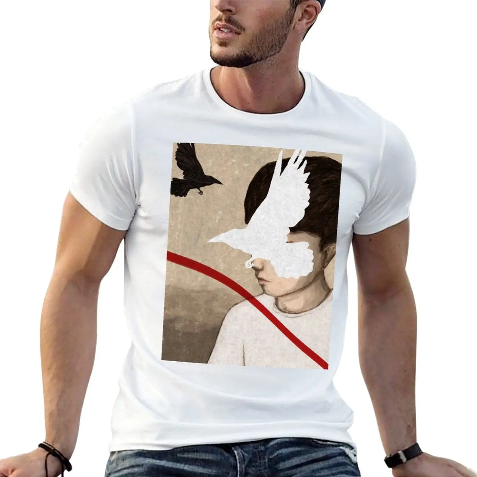 كافكا على الشاطئ التصوير المفاهيمي تي شيرت تي شيرت قطن 100% تي شيرت مصمم تي شيرت