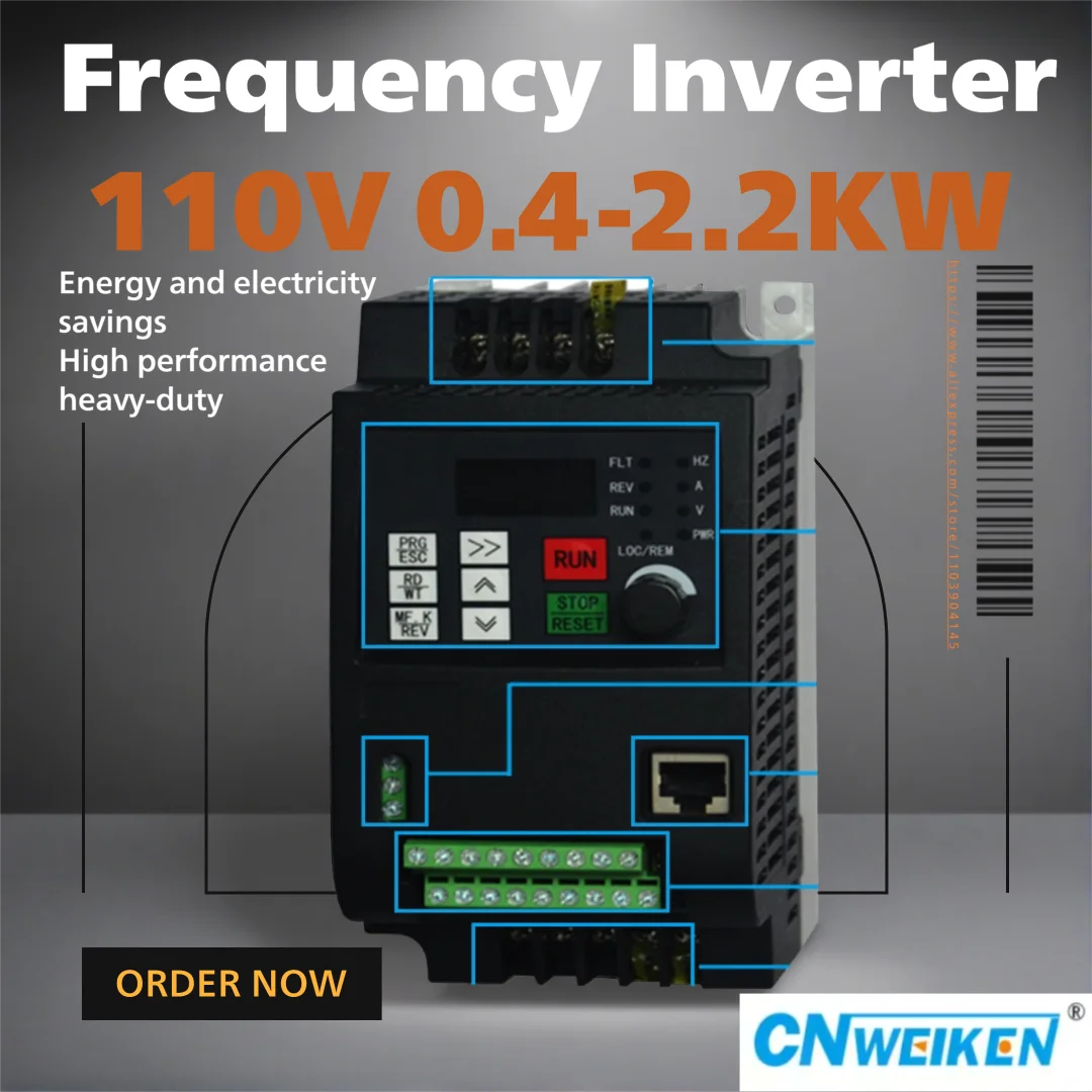 

Variable Frequency Drive Motor Speed Controller 1p 110V Input/Output 0.4KW-2.2KW Frequency Converter Inverter for Motor Control