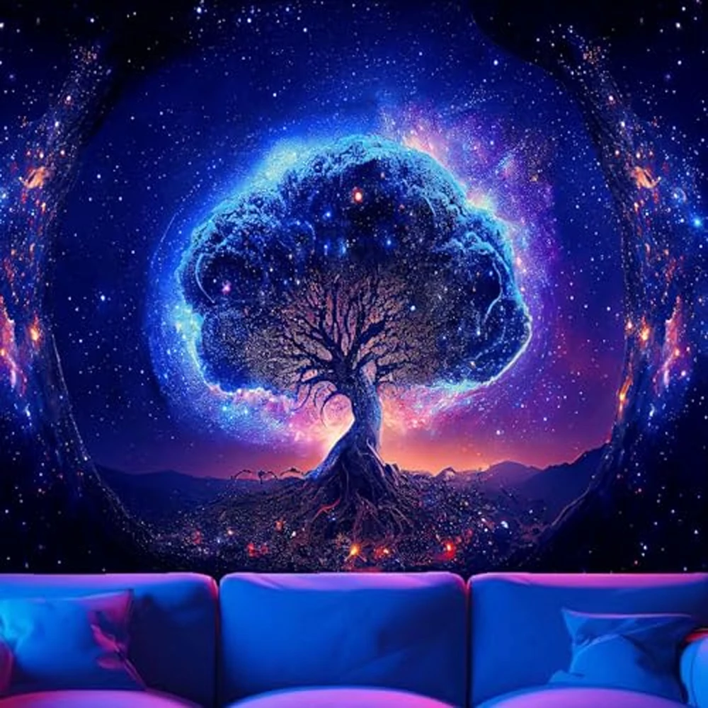 VIKAMA Streaming Stars Waterfall Tapestry Purple Pink Blue Gradient Neon Wall Decor Living Room Bedroom Background Wall
