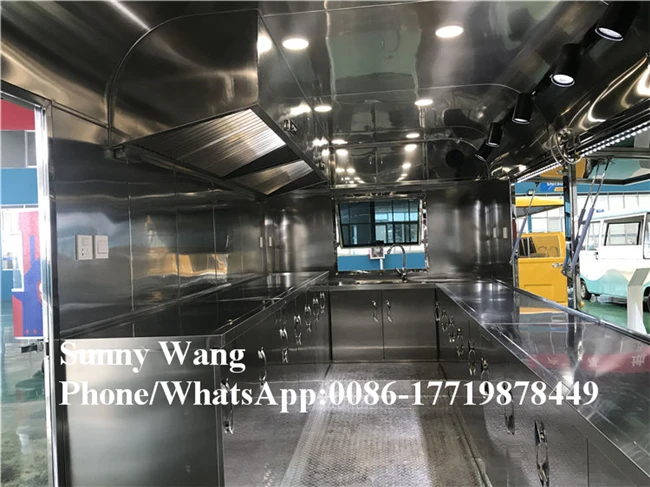 Baja tahan karat kualitas tinggi Ponsel baja tahan karat Trailer MAKANAN TRUK jagung es krim keranjang dengan roda