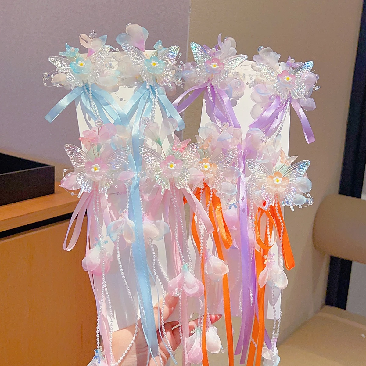 النمط الصيني Hanfu مجموعة الشعر خمر الأزهار دبوس الشعر فراشة شرابات أثيري إكسسوارات الشعر للنساء