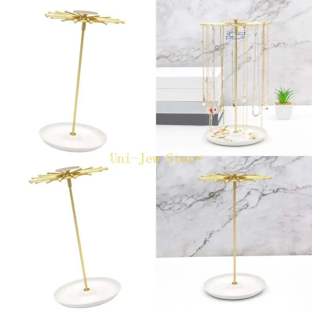 حامل منظم مجوهرات بسعة 40 جيجابايت مع لوحة دائرية قابلة للدوران وحامل مجوهرات رف عرض للاستخدام المنزلي أو البيع بالتجزئة