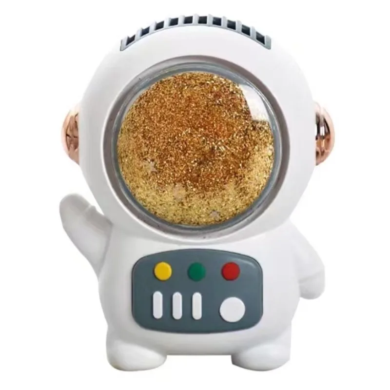 

New Drift Sand Astronaut Mini Usb Small Fan Spaceman Keychain Charging Portable Handheld Desktop Bladeless Fan Children's Gift