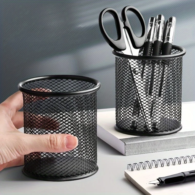 

Circular Grid Metal Pen Holder, Multifunctional Creative and Simple Storage Box for Student Office Desktops