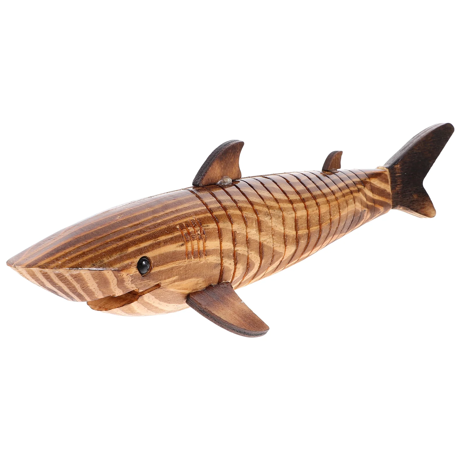 Wooden Carbonized 33cm Shark Model Figurines Desktop Toy Ornaments Toys Craft Sea Animal Swing Small Sculpture