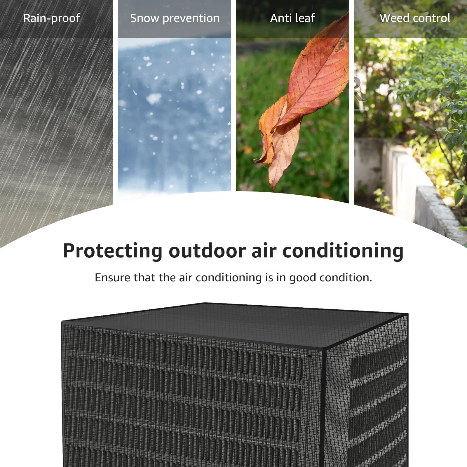 Central Ac Cover Protector Air Conditioner Cover For Outside Units Breathable Full Mesh AC Unit Cover Against Leaves Weeds Debri