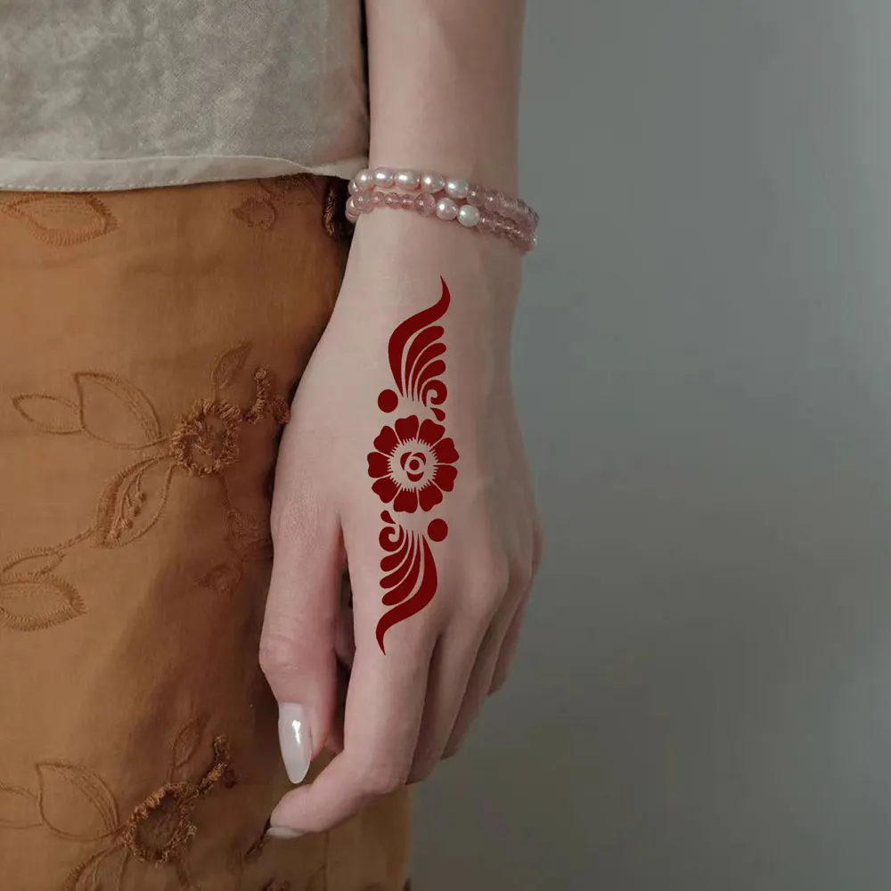Henna Stencil for Women Reusable Flower Henna Tattoo Template for Female Hand Foot and Body