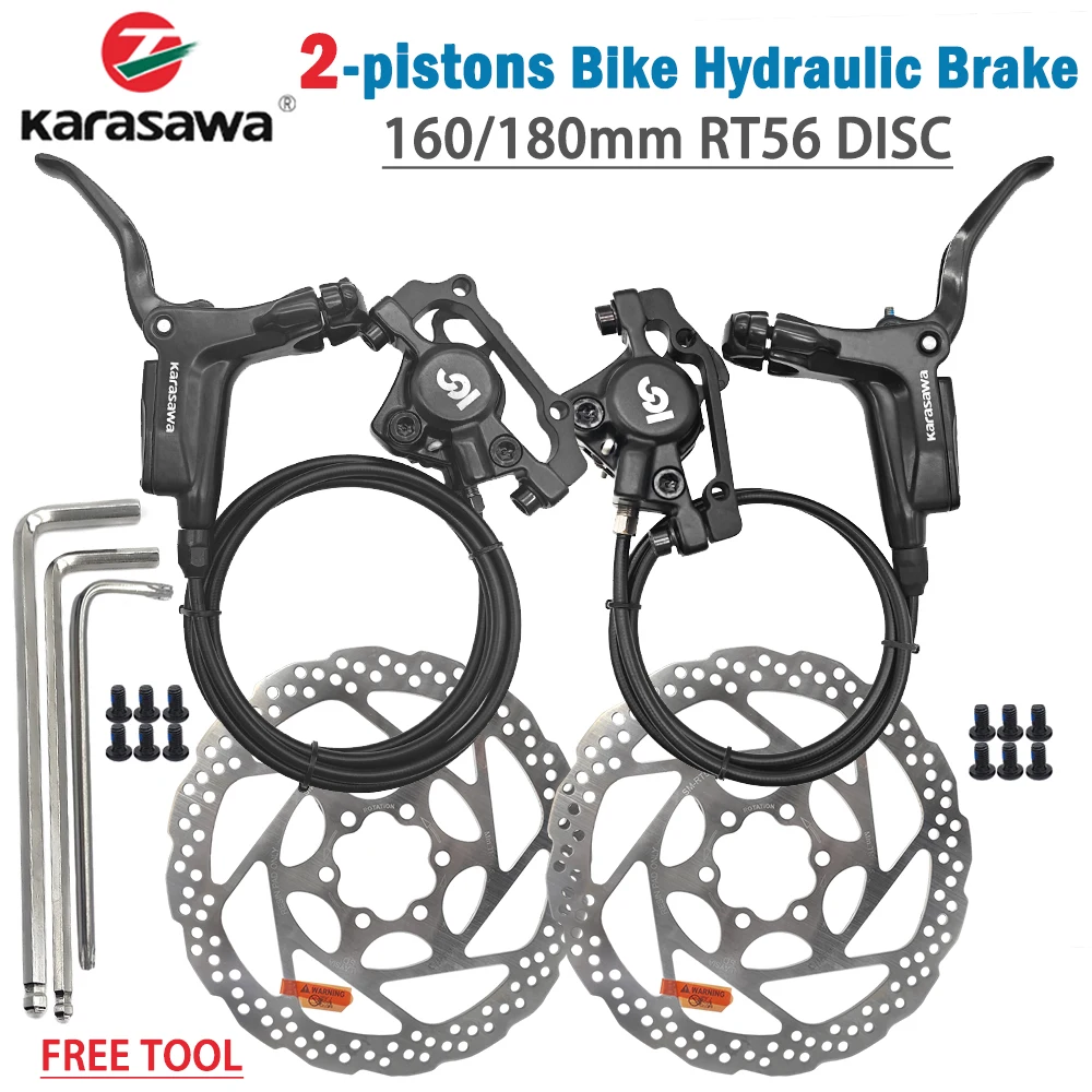 KARASAWA Bike Hydraulic oil Brake 2 Pistons Front Rear 160mm 180mm RT56 Disc B05S Pad For MT200 Mountain MTB Folding Bicycle BMX