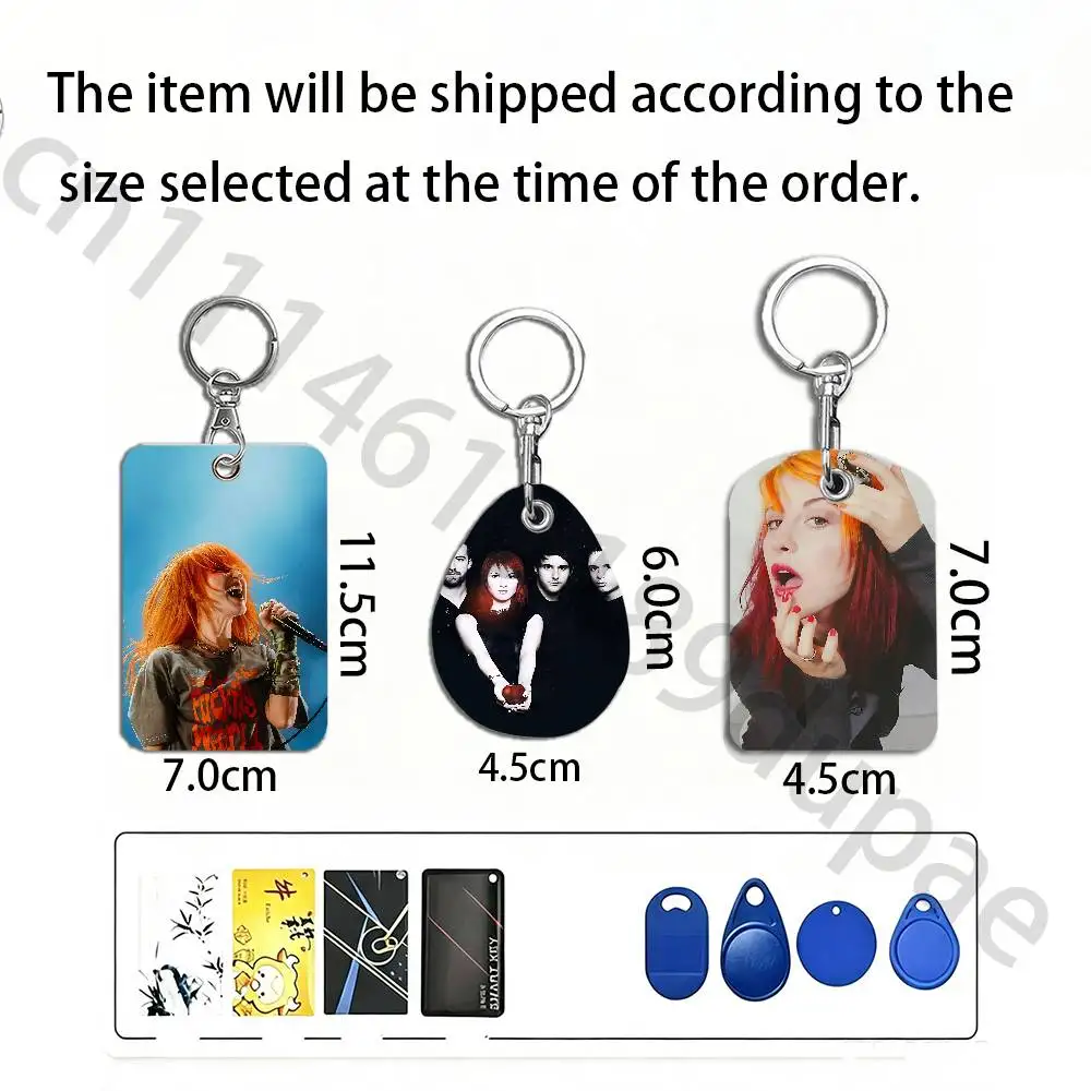P-Paramore Protective Printed Leather Card Case Metal Keychain for Bank Credit Bus Subway ID Cards