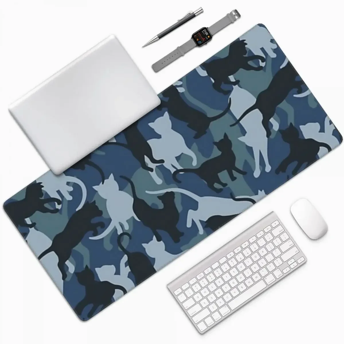 猫軍迷彩大型マウスパッドコンピュータキーボードマウスマットゲーマー PC ラップトップデスクマットオフィスアクセサリーテーブルマット
