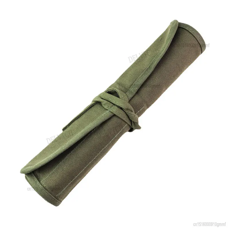 Imagem -04 - Exército Verde Canvas Roll up Pencil Bolsa Suporte do Envoltório Bolsa de Armazenamento Arte Desenho Pintura Escova Pen Papelaria Organizer Case 30 Buracos