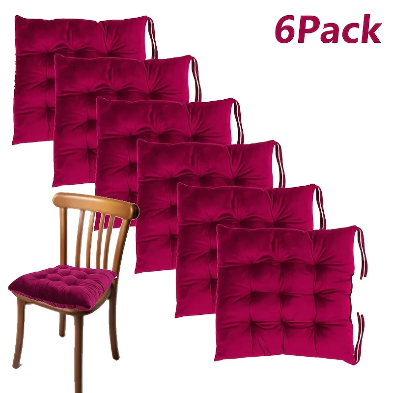 6 Stück/Set quadratisches Samt-Sitzkissen, verdicktes weiches Kissen im Winter, geeignet für Esszimmer, Wohnzimmer, Kissen für Schlafzimmer