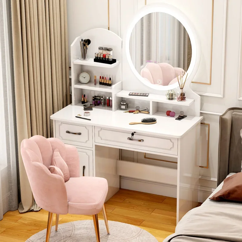 

Nordic Make Up Dressing Table Drawer Vanity Organizer Desk With Light Mirror Tocador Mesa De Maquillaje Home Furniture