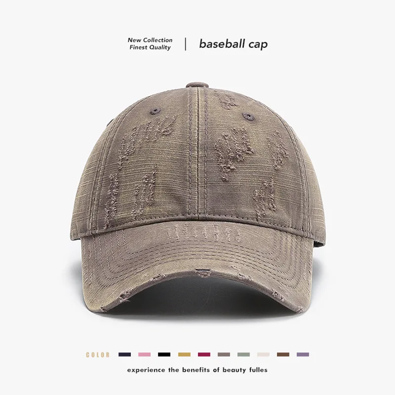 Retro Trendy Duckbill Cap Women Washed Distressed Gradually Changing Color Baseball Cap Men Korean Street Curved Brimmed Hat