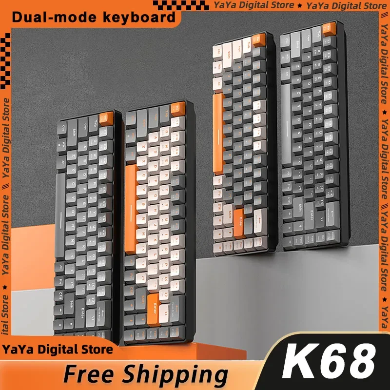 

ZIYOULANG K68 Mechanical Keyboard Bluetooth/2.4G Wireless Hot-swappable Customized Color-matching Game Office 68key Keyboard