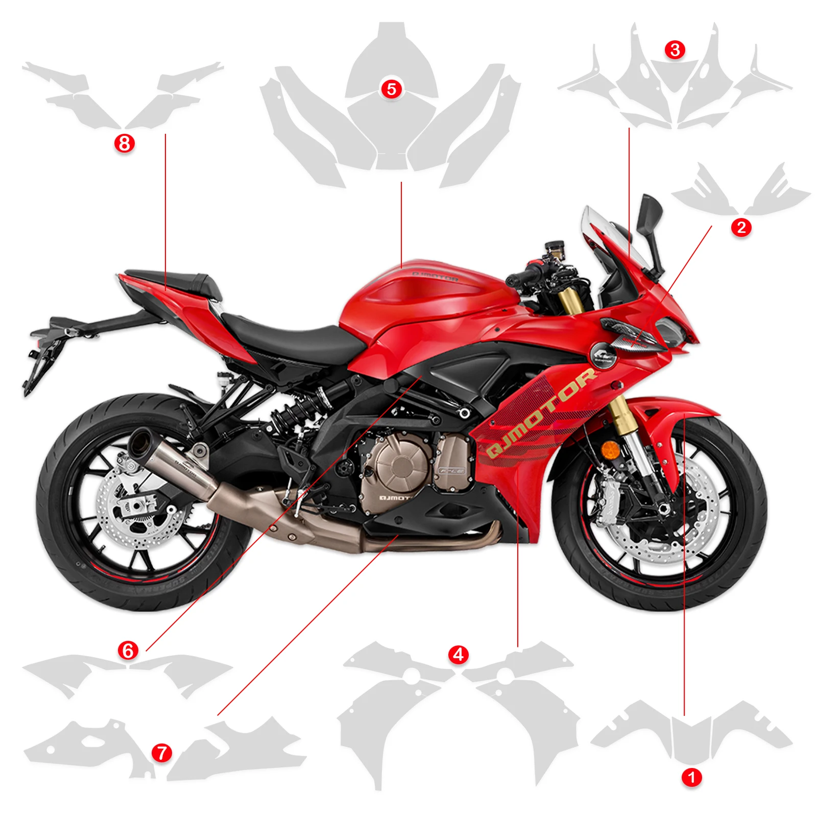For QJ Motor SRK 600 RR/RC TPU Motorcycle PPF SRK600RR RC Paint Protection Film Motor Accessory Protective Transparent Bodykit