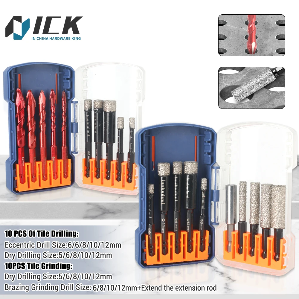 

Tile Drilling Grinding Set Eccentric Design Built-in Wax Cooling Precision Positioning Efficient Dry Drilling Edge Finishing
