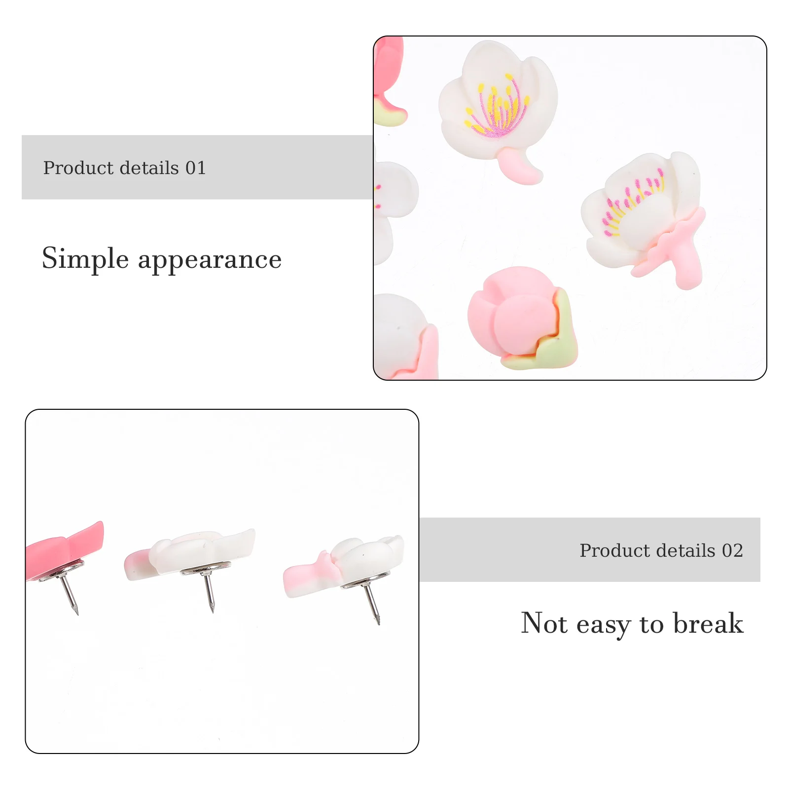 20pcs Resin Peach Blossom Thumb Tacks Push Pins Flower Pushpins Cute Pin For Board Novelty Small Decorative Map Marker Office