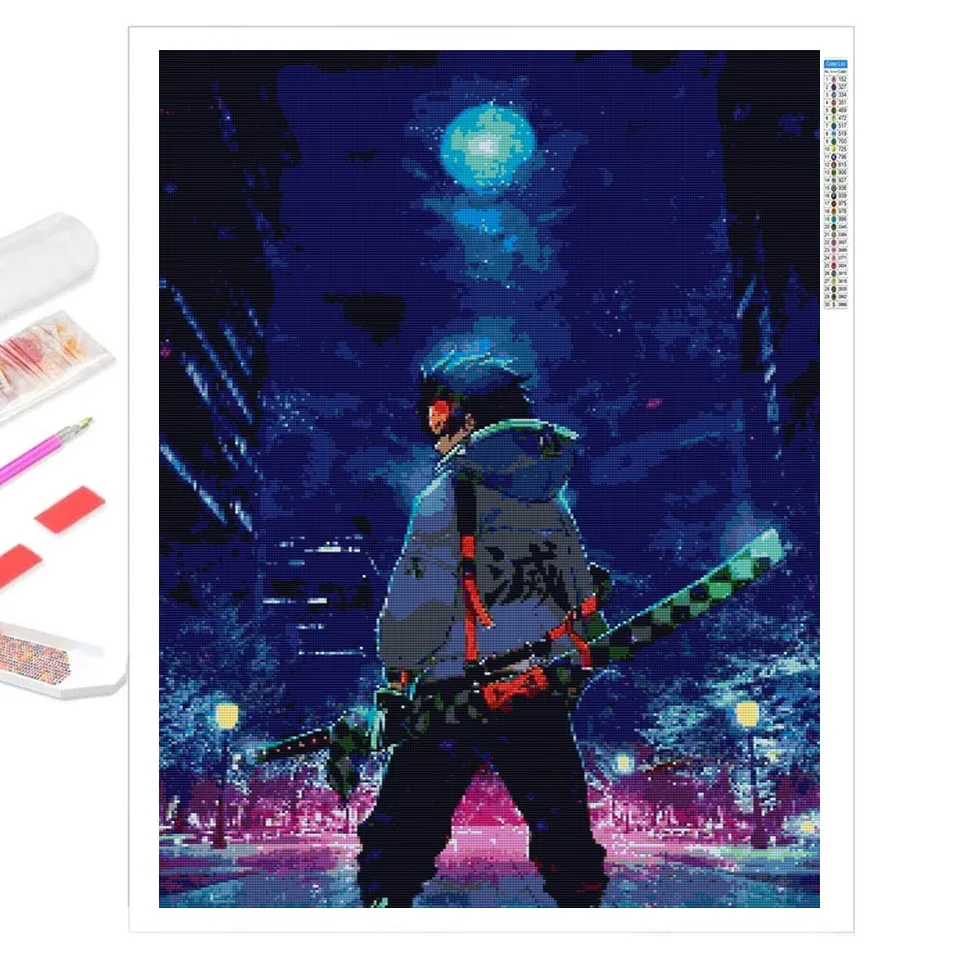 5D Diamond Painting New Demon Slayer Full Diamond Embroidery Anime Character Mosaic Picture DIY Rhinestone Art Home Decoration