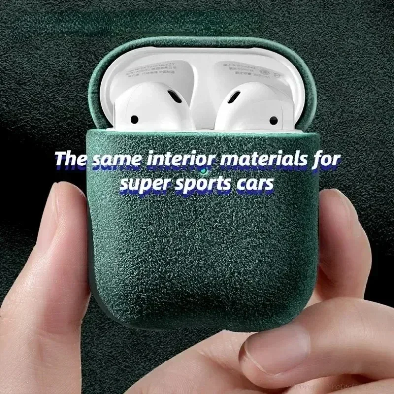 Custodia in pelle scamosciata italiana per Airpods 3 Custodia all-inclusive in pelle supercar di lusso per Airpods 4 Pro 2 Custodia con ricarica wireless