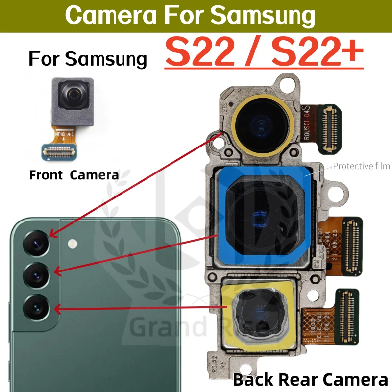 

Для Samsung Galaxy S22 Galaxy S22 Plus + Комплект камер Передняя камера Задняя камера SM-S901B SM-S901U SM-S906B SM-S906U Основная камера