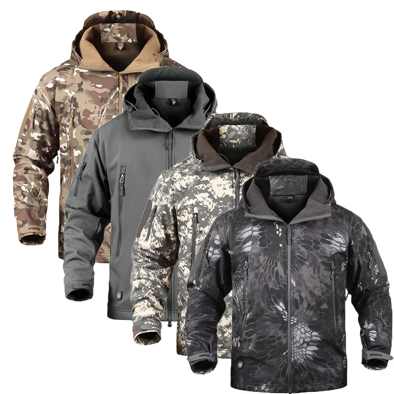 Outdoor TAD Men giacca da trekking tattica militare Lurker pelle di squalo Softshell cappotto da caccia all\'aperto con cappuccio Multicam Camo