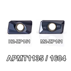 MZG-Aço Carbide Fresagem Inserções, Usinagem CNC Ferro Fundido, Ângulo Right, BAP 300 e 400 Ferramenta, APMT 1135 1604, PDER H2 M2 ZP151, 10PCs