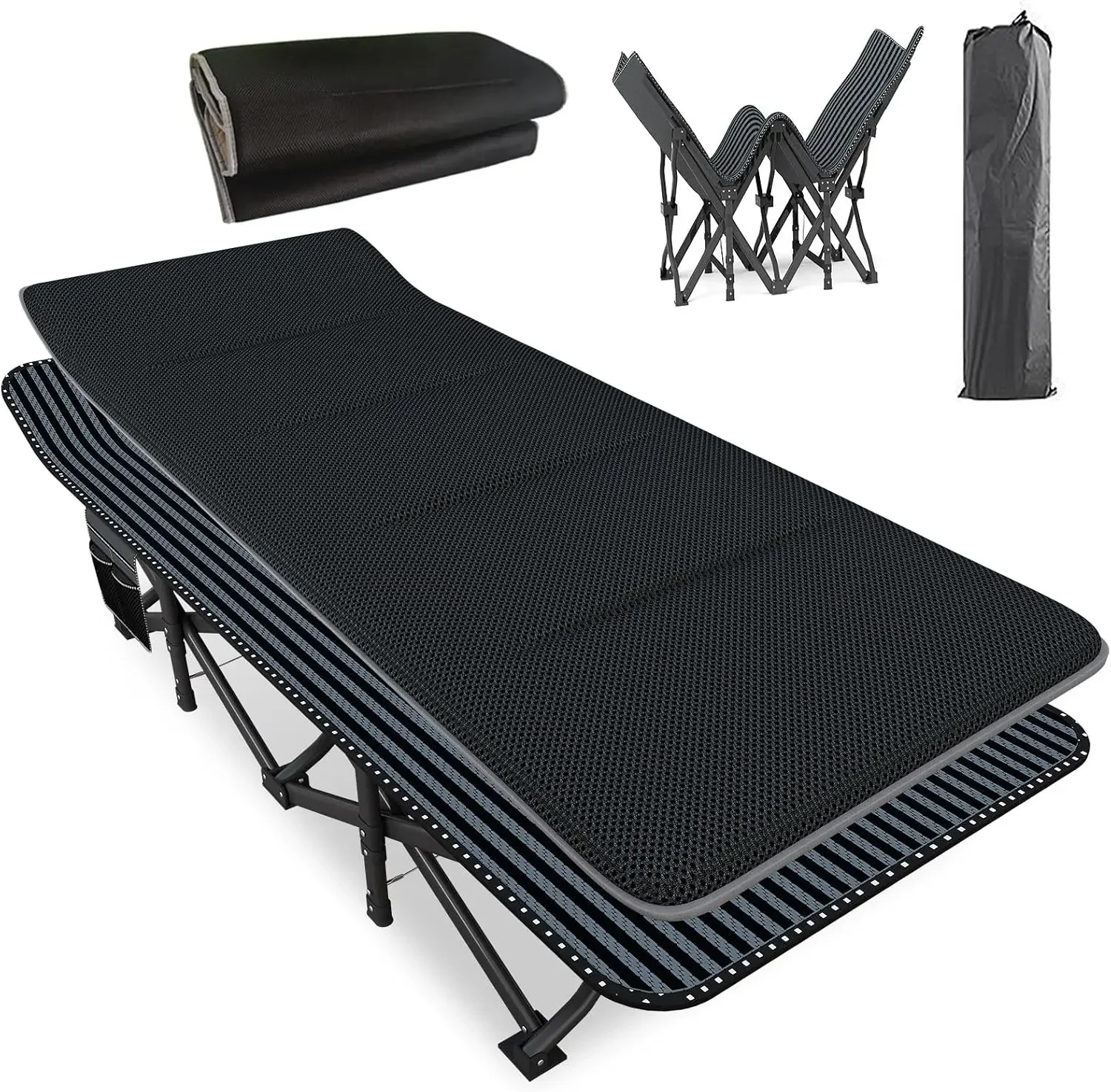 Oversized Camping Cot for Adults with Cushion Comfortable, Extra Wide 31.5'' Folding Bed for Sleeping, Lightweight Folding Bed