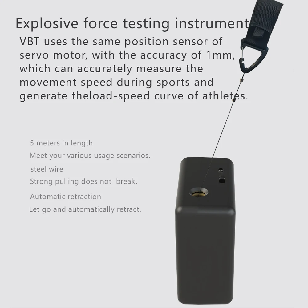 เครื่องมือฝึกซ้อมแบบใช้ความเร็ว ตัวเข้ารหัสเชิงเส้นสำหรับการยกน้ำหนักและกระโดดแนวตั้ง ความแม่นยำ ±1 มม. ติดตามข้อมูลการฝึกแบบเรียลไทม์