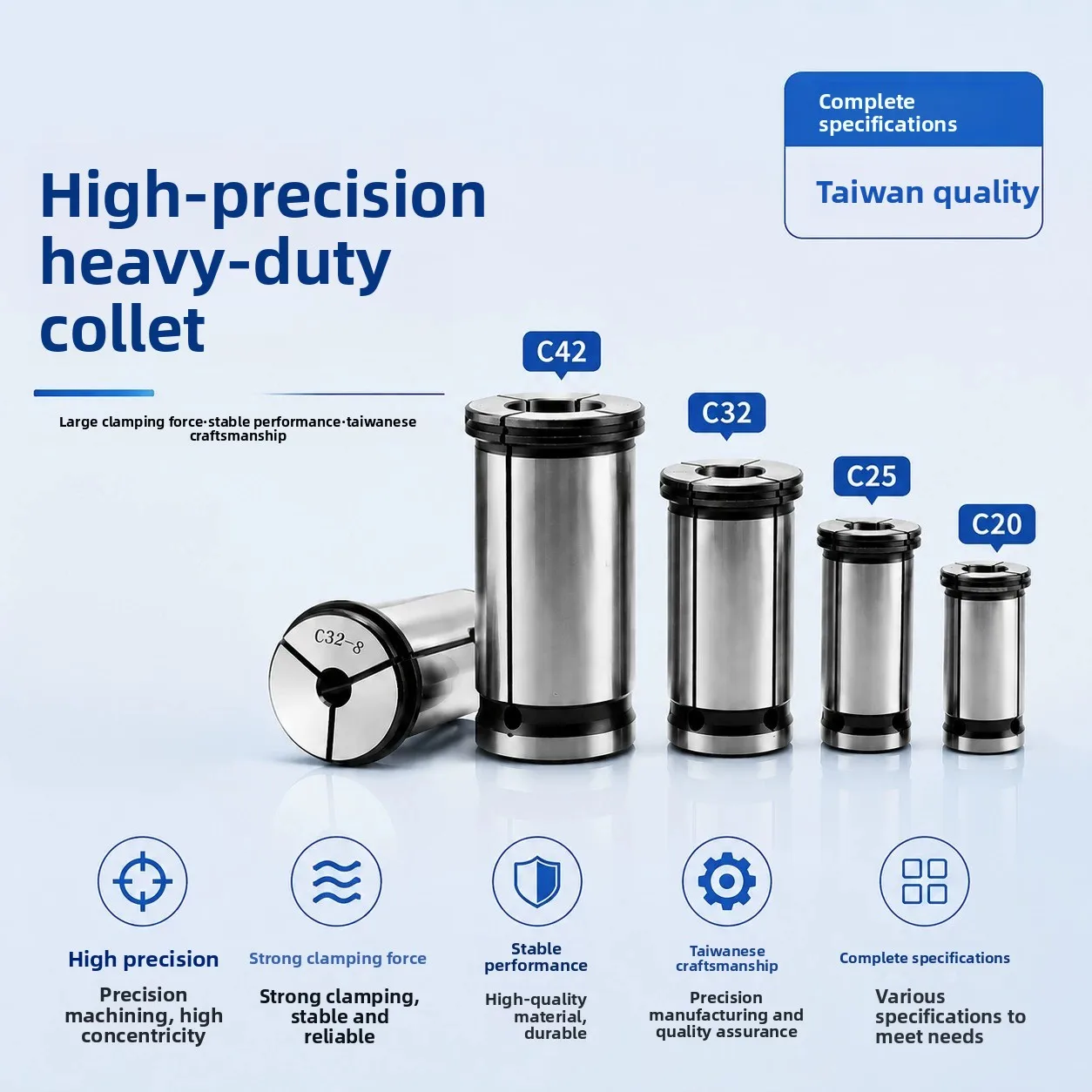ER25 Heavy Duty Strong Spring Collet Wear Resistant for CNC Machining Center
