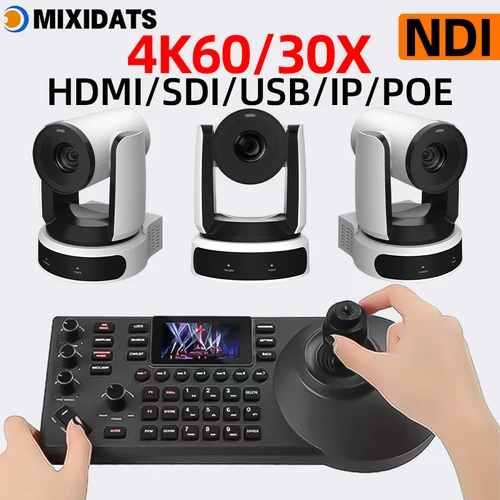 Imagen 1 del producto Cámara PTZ 4K60fps con Zoom 30X NDI SDI HDMI IP USB POE Kit de cámara de videoconferencia 1 unidad controlador de cámara PTZ para vídeo 1-6 uds