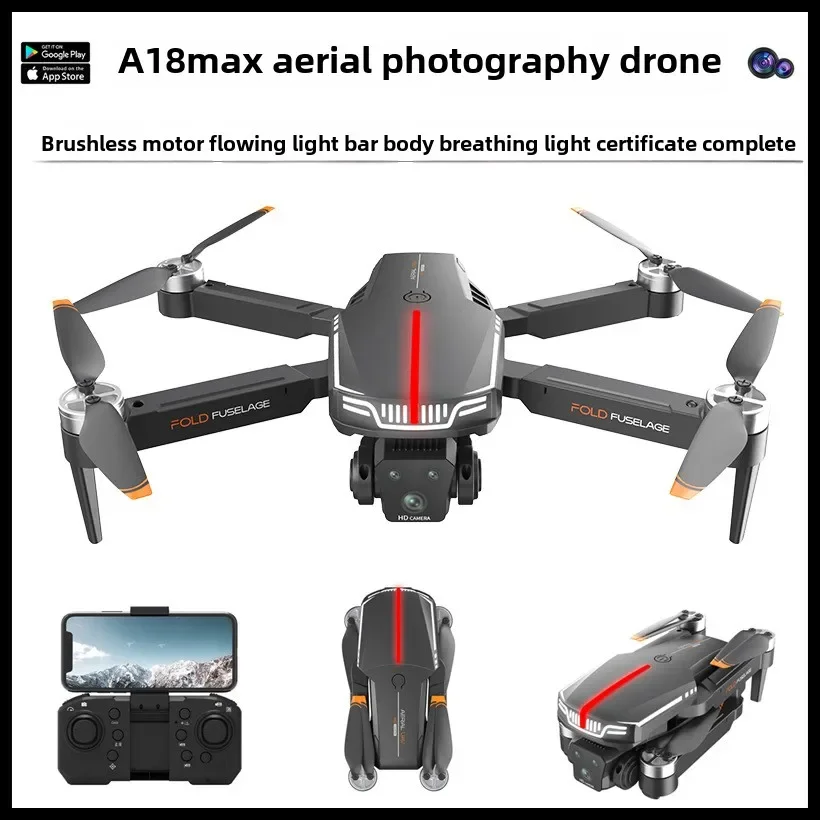 A18 MAX New Brushless Folding Drone Aerial Photography Remote Control Aircraft Quadcopter with Breathing Light Toy