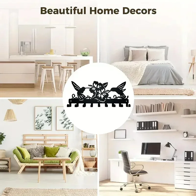 

CIFBUY Deco Metal Wall Hanging Storage Keys Rack Bird and Flowers Coat Rack Keys Hats Coat Hanger Iron Wall Mount Hooks Towel Ke