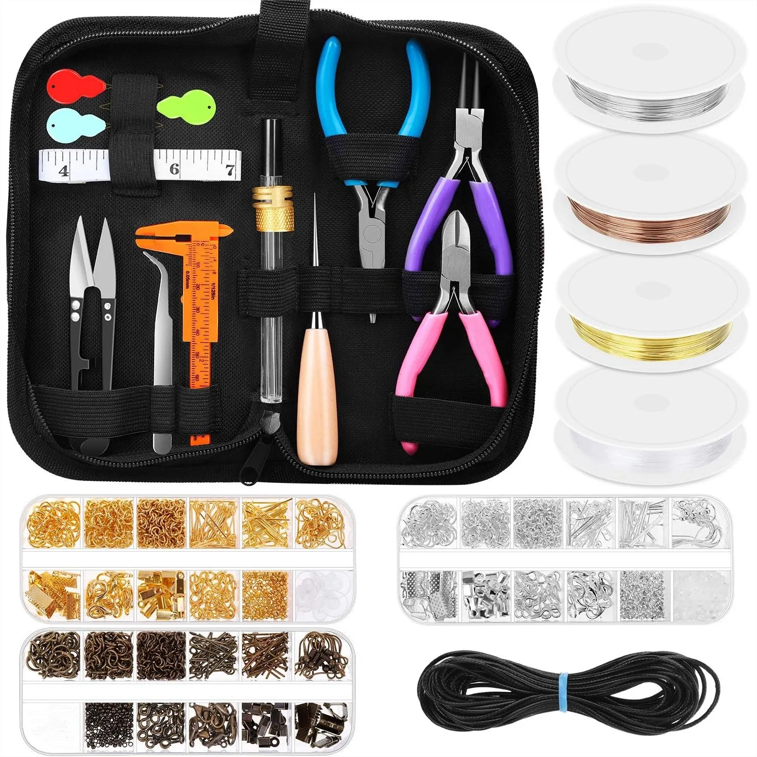 Jewelry Making Supplies Kit with Pliers, Wires & Findings for Beading and Repair