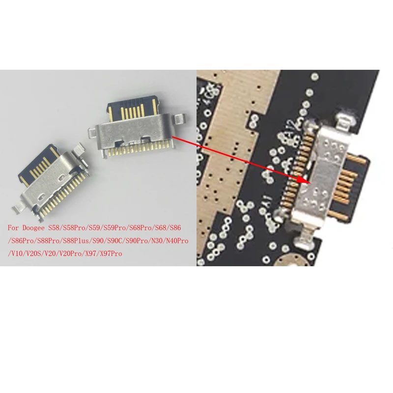 Conector de carga tipo C, enchufe de cargador USB para Doogee S86 N40 Pro V10 V20S V20 X97 S90 S90C S68 S88 S59 N30 S58, 1-50 unidades