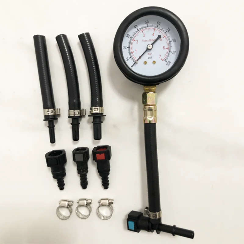 Motorcycle Car Fuel Pressure Gauge Car Gasoline Pressure Gauge Meter Tester Tool With 6.3/7.89/9.49 Connector