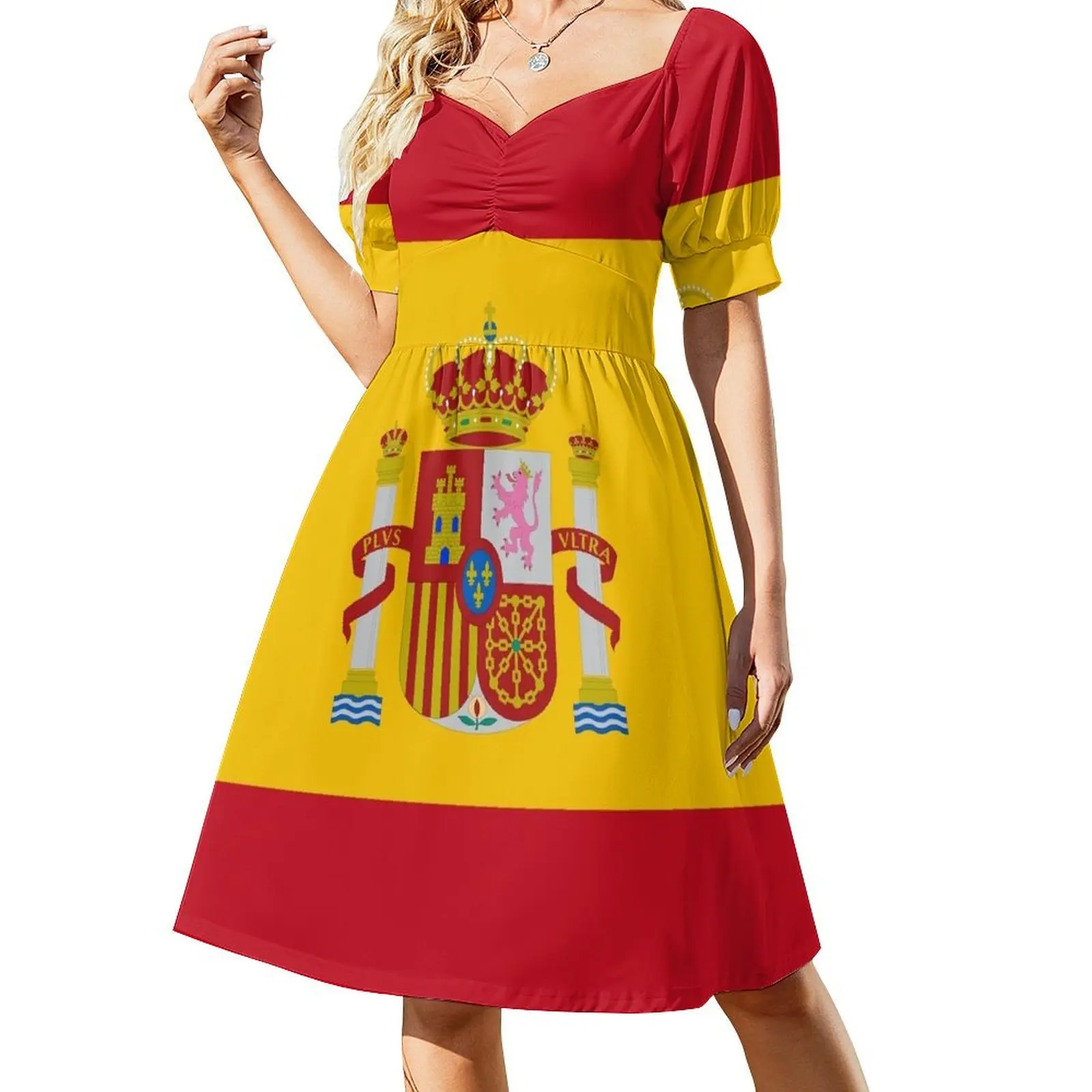 

Flag of Spain Short-Sleeved Dress luxury dress elegant chic wedding evening dresses elegant dresses plus sizes